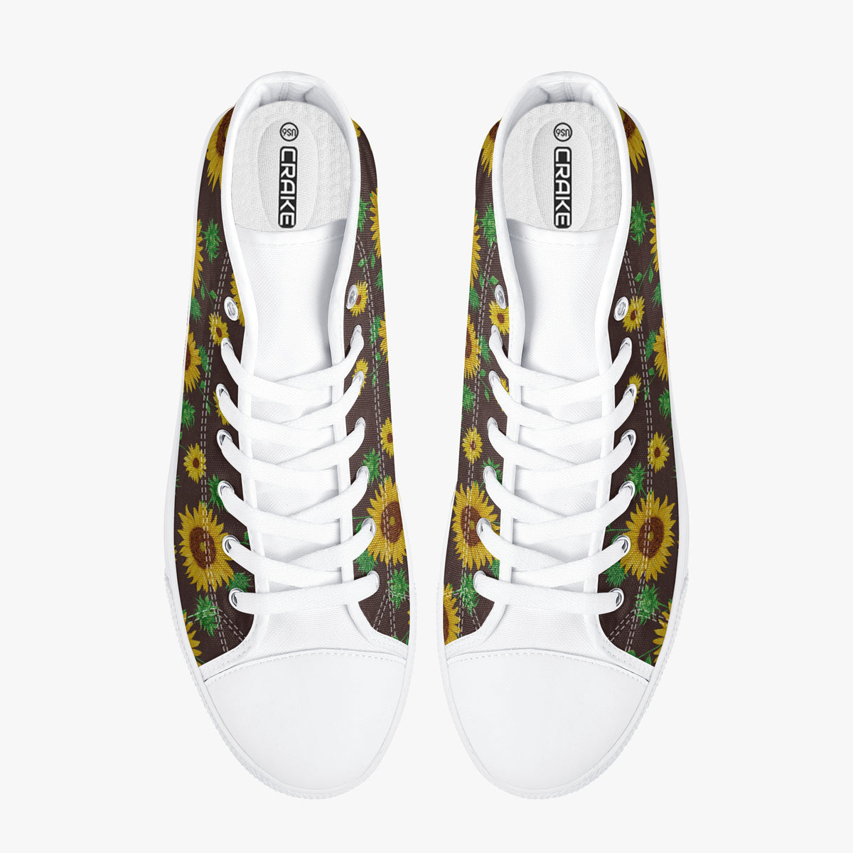Crake High Top Sunflowers laced custom prints canvas shoes