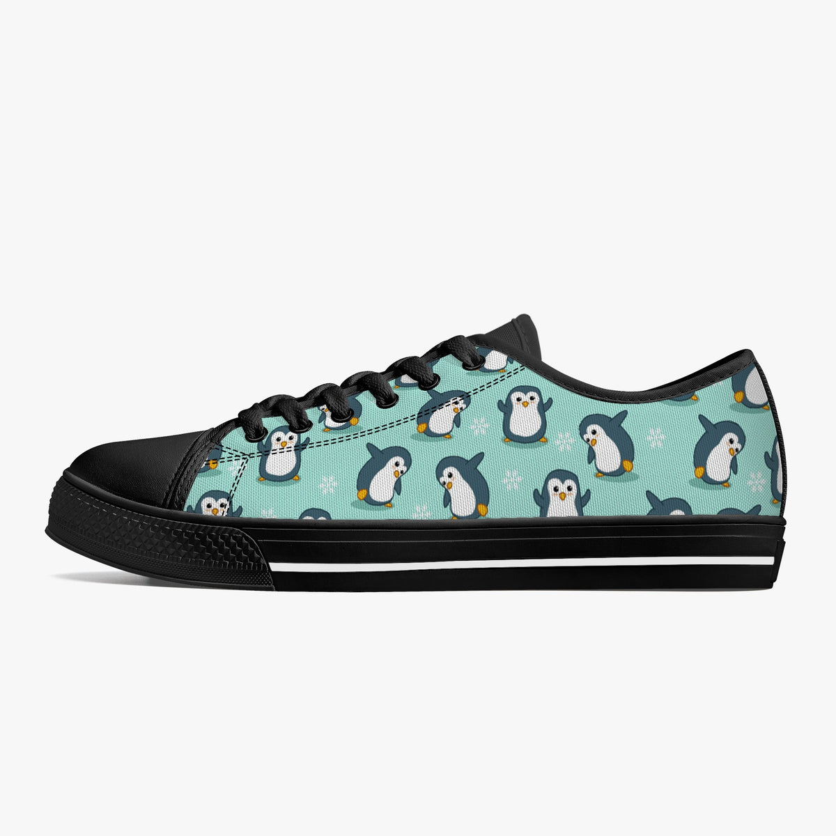Crake Low Top Penguins laced custom prints canvas shoes