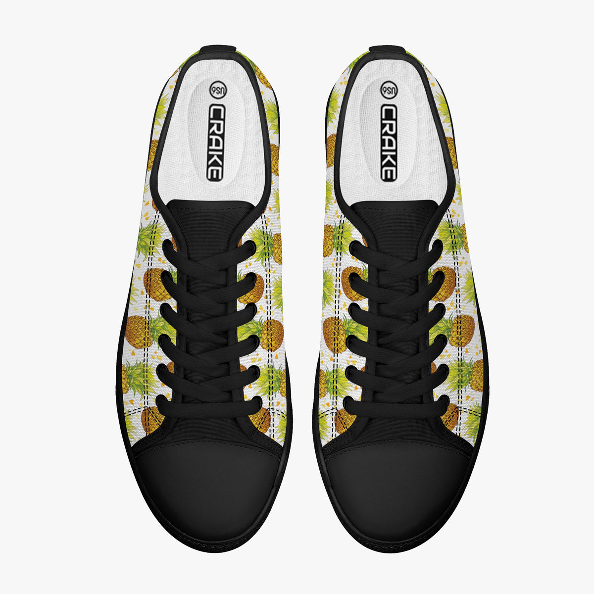 Crake Low Top Pineapples laced custom prints canvas shoes