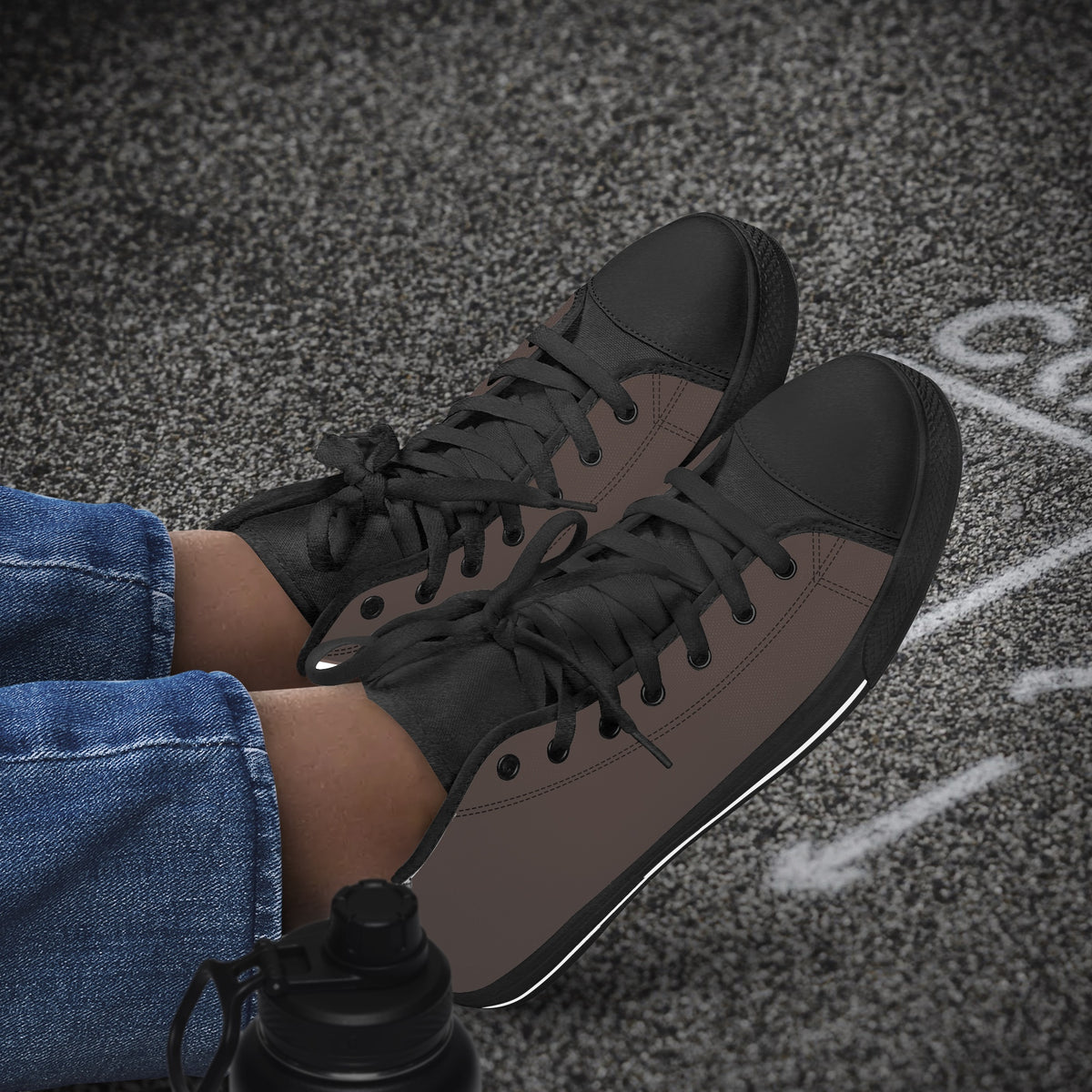 Crake High Top Cocoa laced high top plain color canvas shoes
