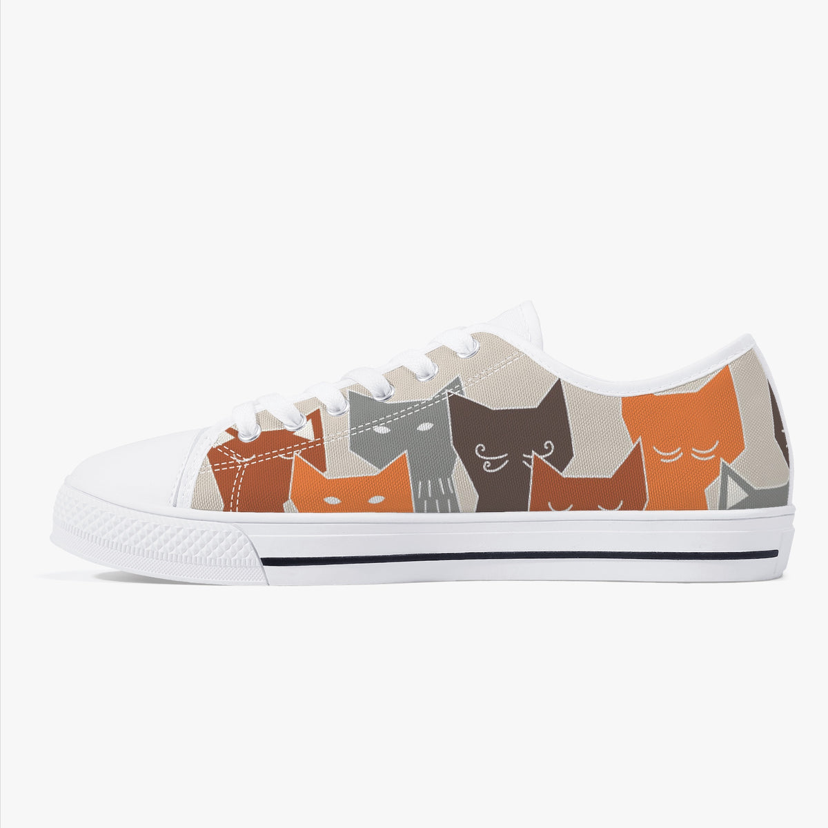 Crake Low Top Polygon Cats laced custom prints canvas shoes