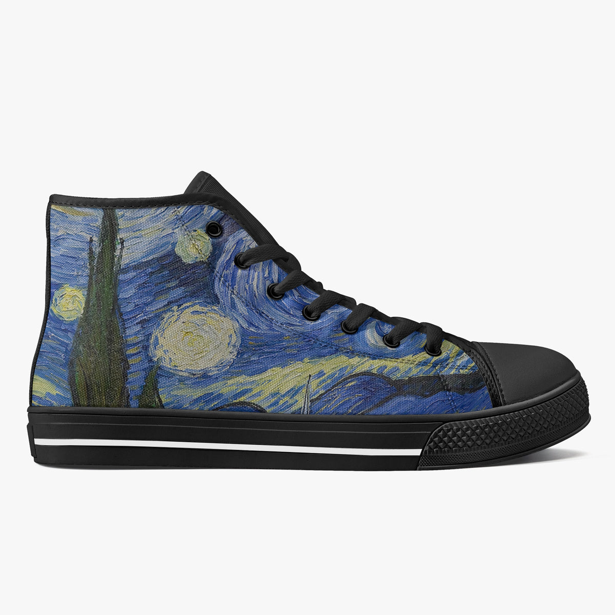 Crake High Top Starry Night laced custom prints canvas shoes