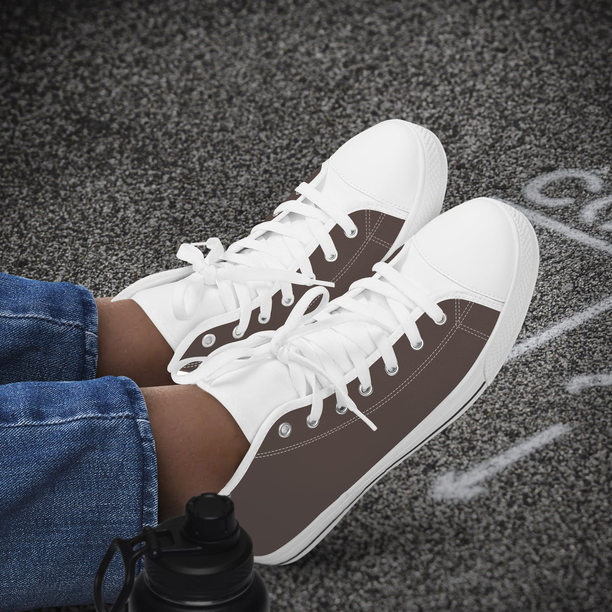 Crake High Top Cocoa laced high top plain color canvas shoes