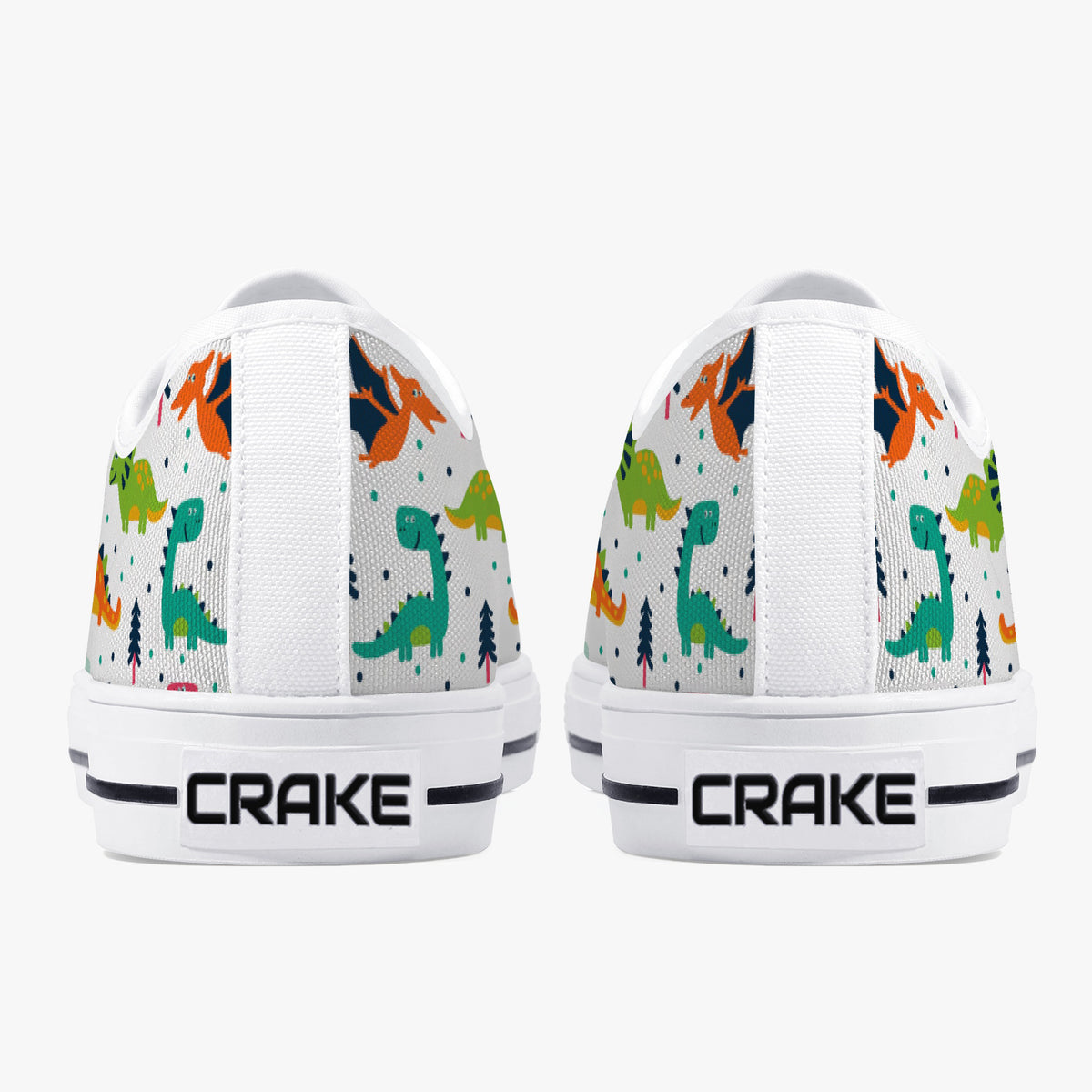 Crake Low Top Dinasaurs laced custom prints canvas shoes