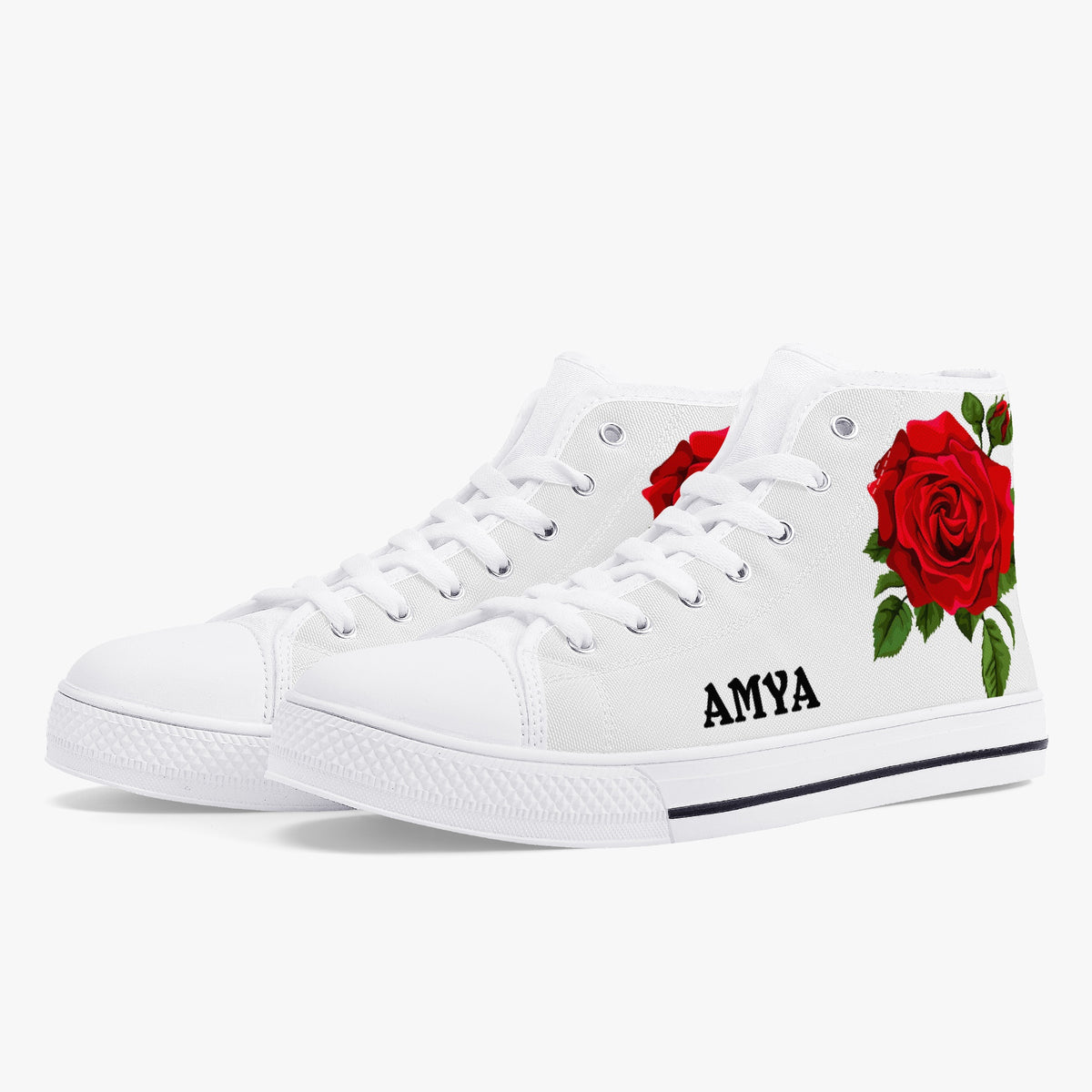 Crake High Top Amya Rose laced custom prints canvas shoes