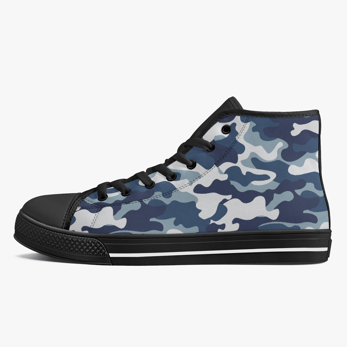Crake High Top White Camo laced custom prints canvas shoes