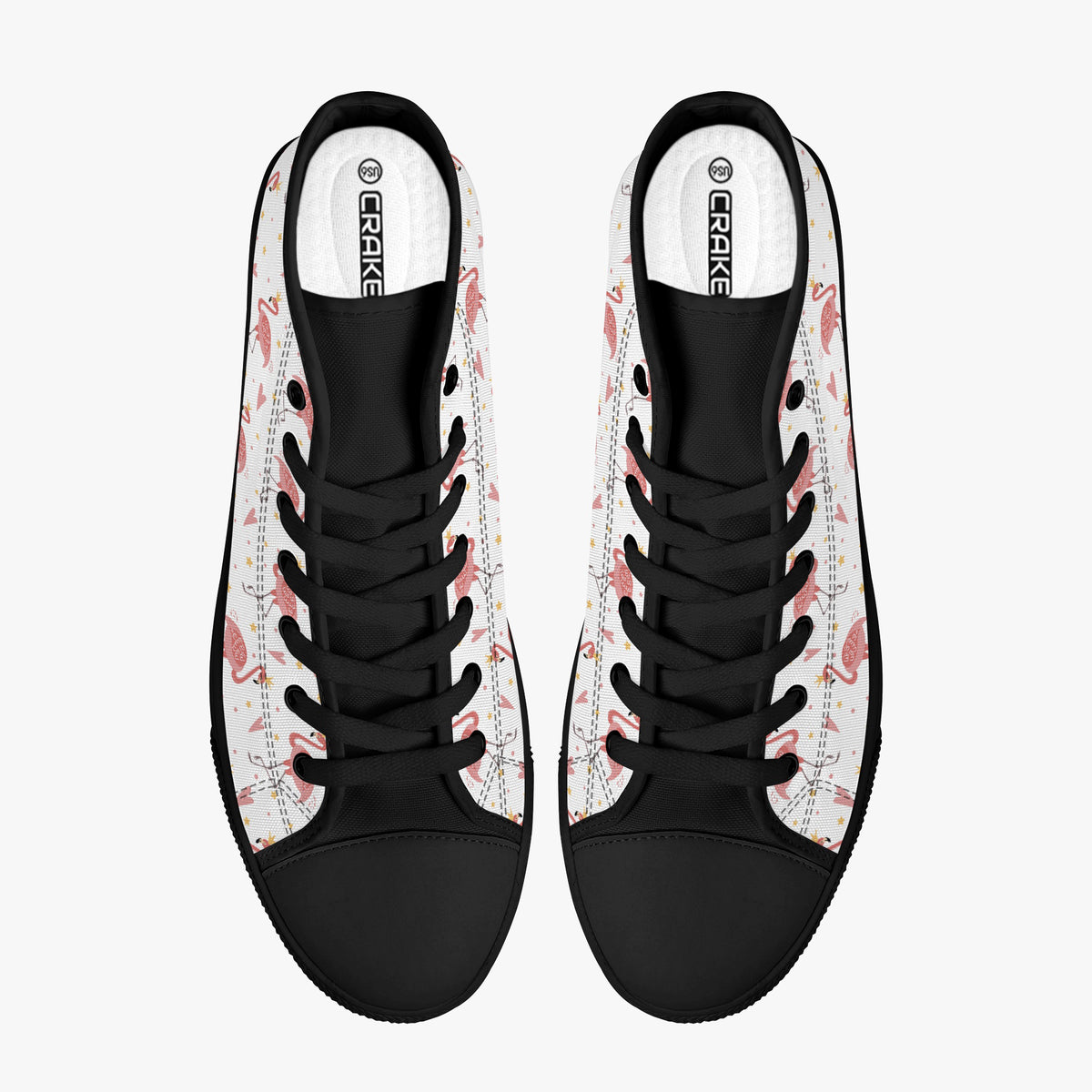 Crake High Top Flamingos laced custom prints canvas shoes