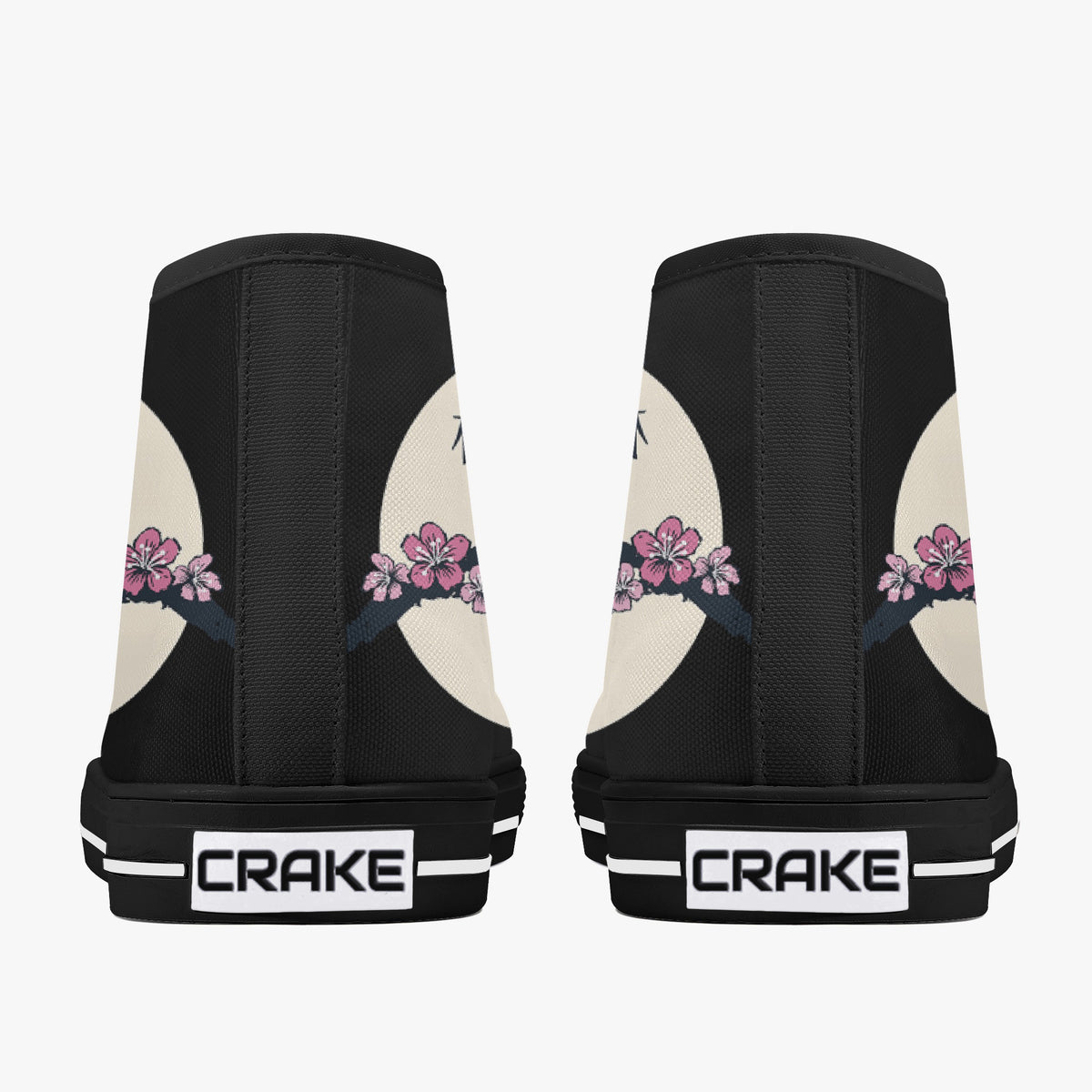 Crake High Top Moon Sakura laced custom prints canvas shoes