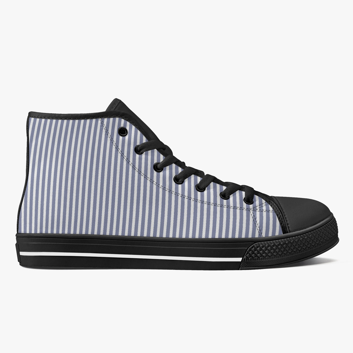 Crake High Top Grey Stripes laced custom prints canvas shoes
