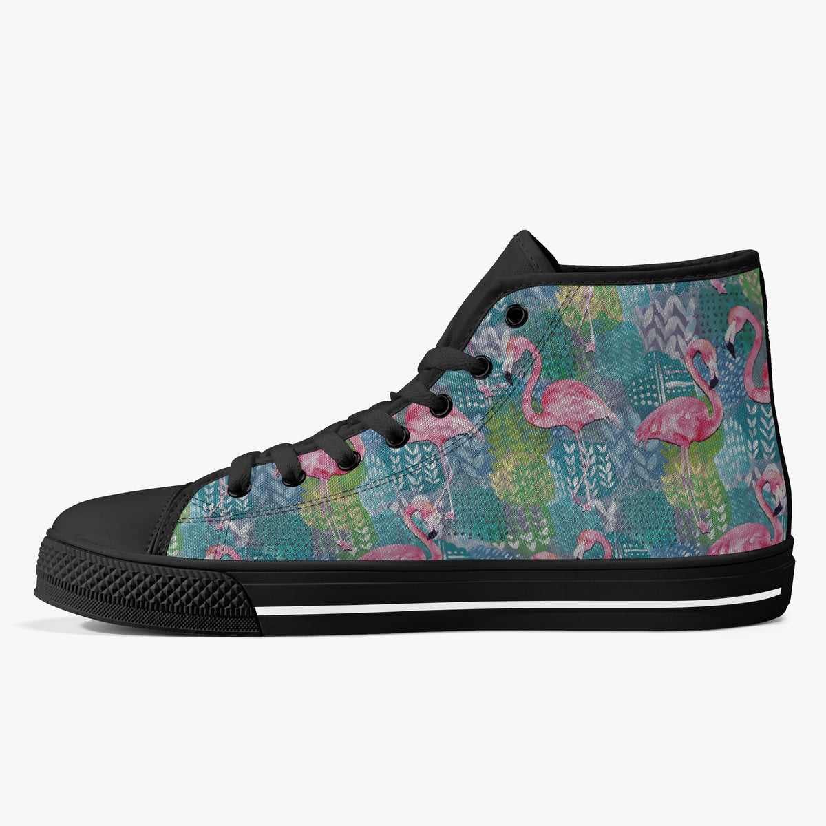 Crake High Top Flamingos 2 laced custom prints canvas shoes