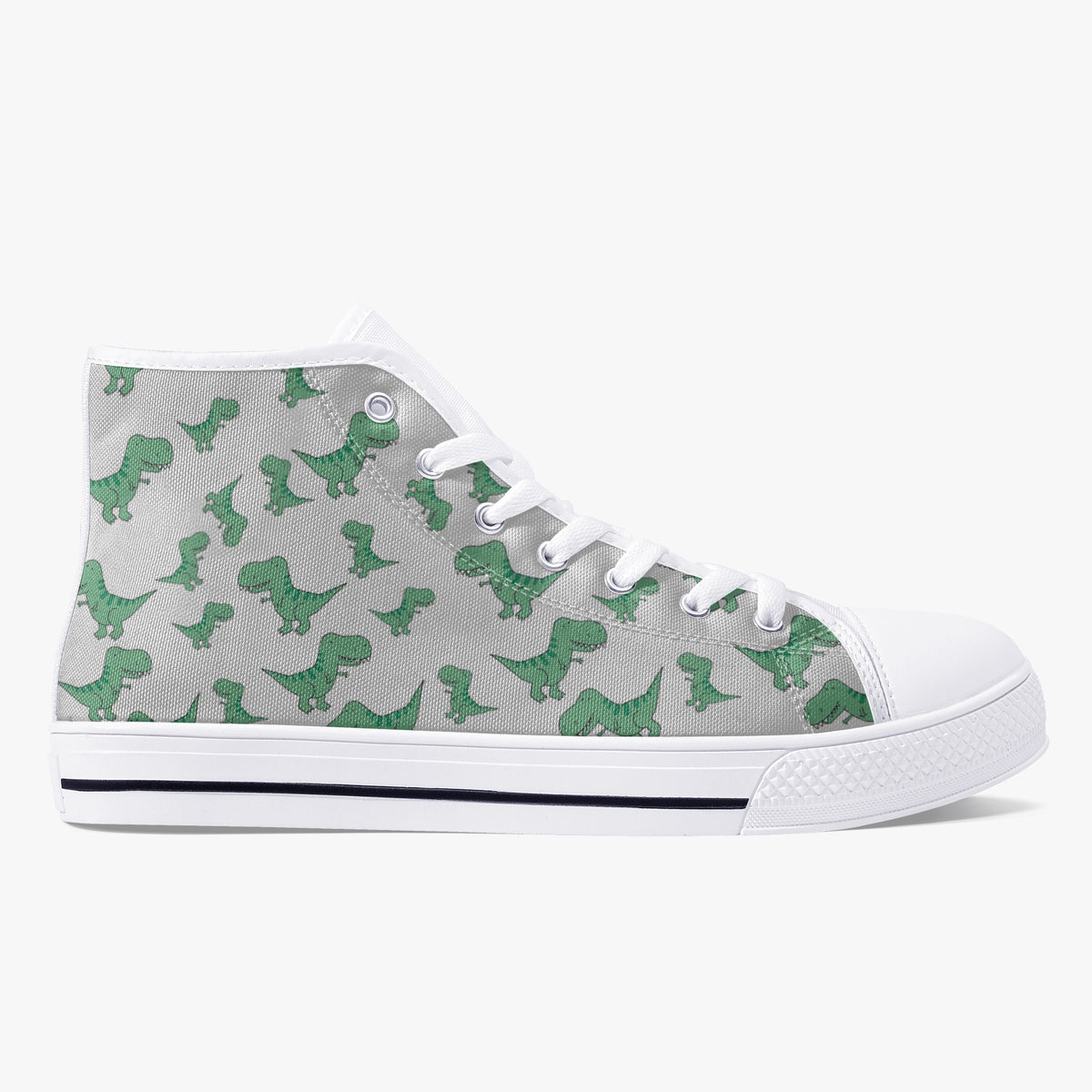 Crake High Top Green Dinosaurs laced custom prints canvas shoes