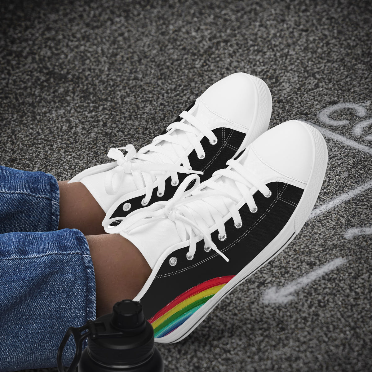 Crake High Top Rainbow 3 laced custom prints canvas shoes
