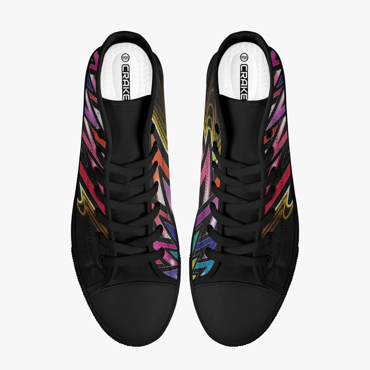 Crake High Top Abstract Graffiti laced custom prints canvas shoes