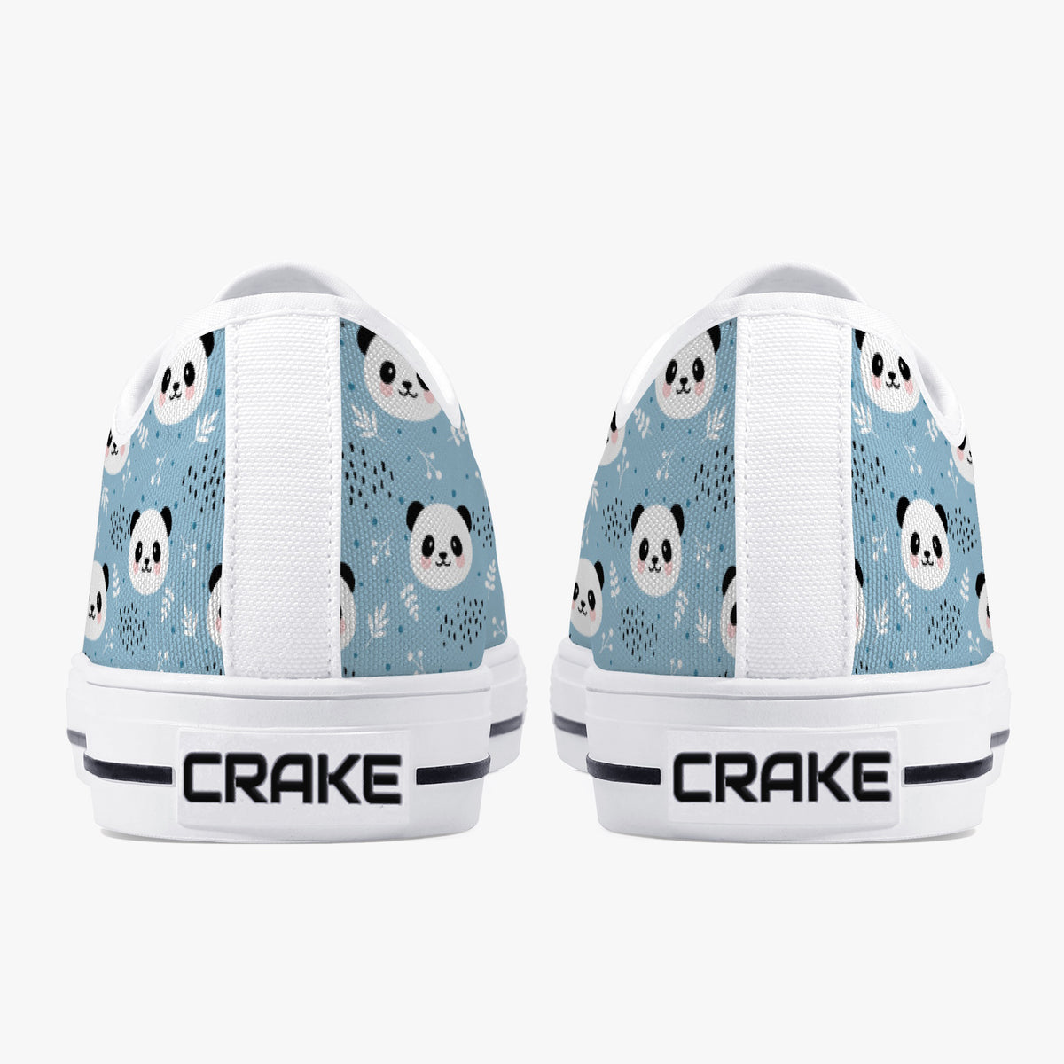 Crake Low Top Panda 2 laced custom prints canvas shoes