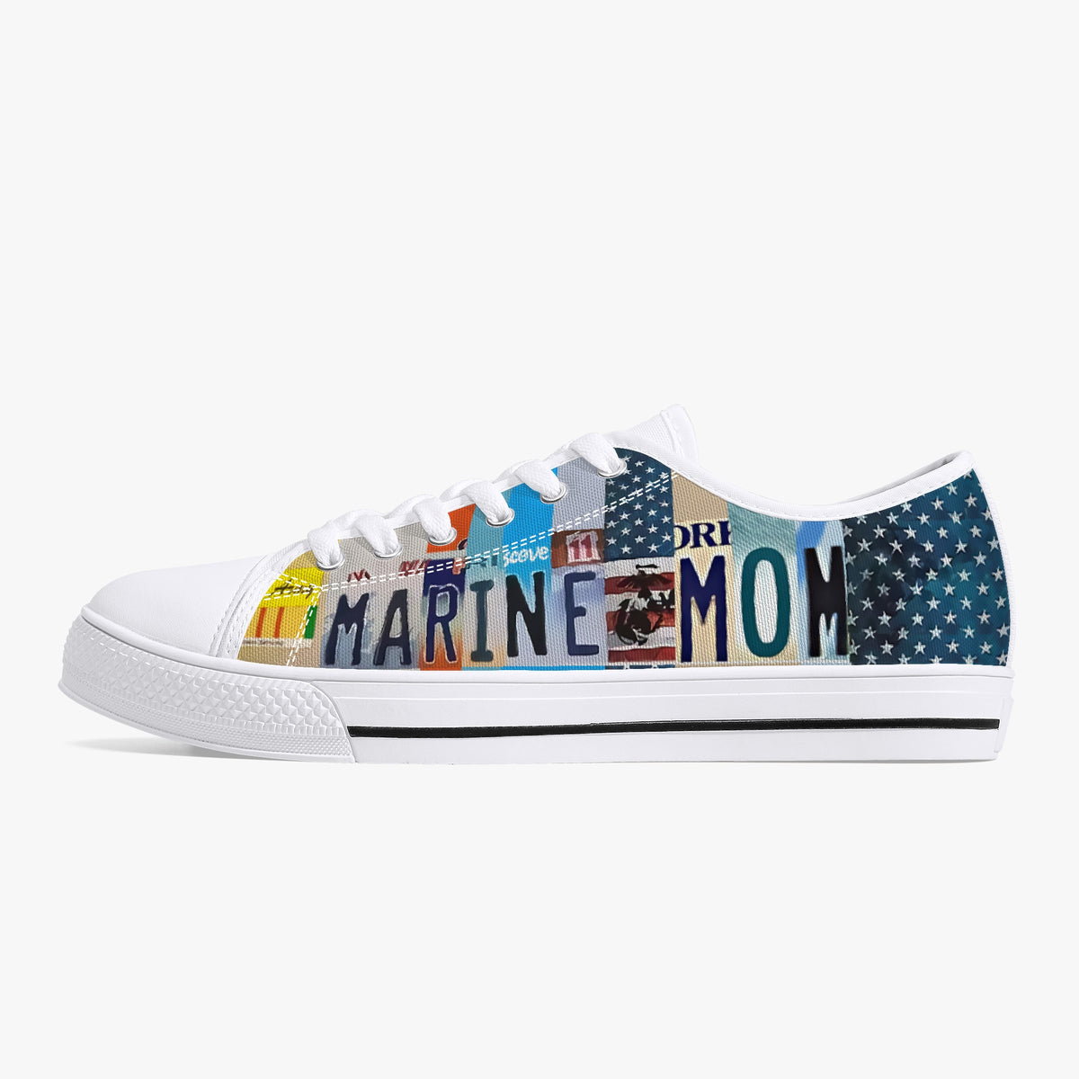 Crake Low Top Marine Mom laced custom prints canvas shoes