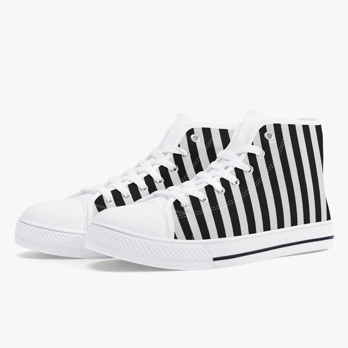 Crake High Top Black Stripes laced custom prints canvas shoes