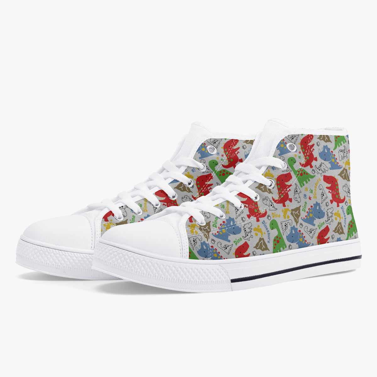 Crake High Top Little Dinosaurs 2 laced custom prints canvas shoes