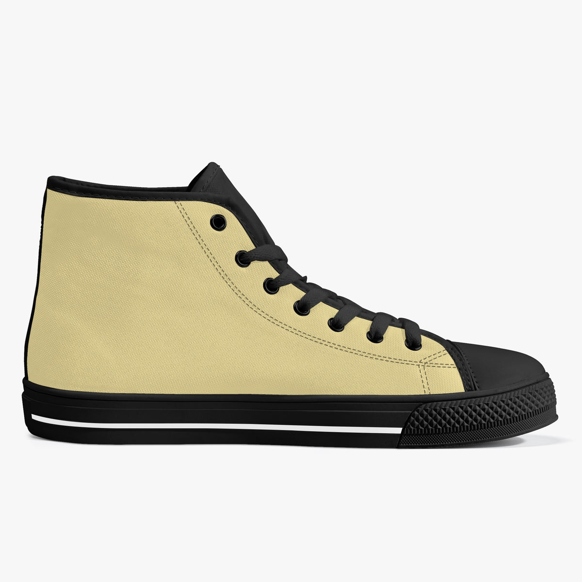 Crake High Top Flaxen laced high top plain color canvas shoes