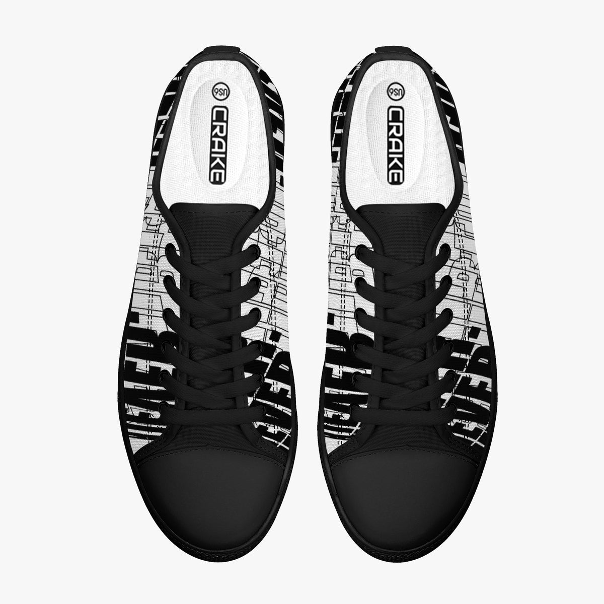 Crake Low Top Never Belle laced custom prints canvas shoes