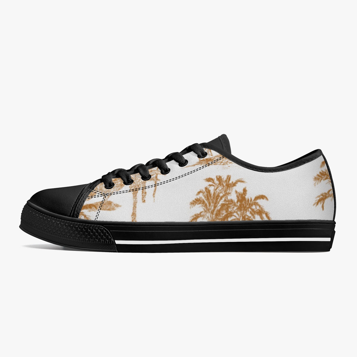 Crake Low Top Coconut Tree Scenery laced custom prints canvas shoes
