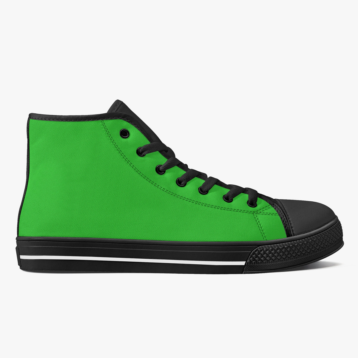 Crake High Top Green laced high top plain color canvas shoes
