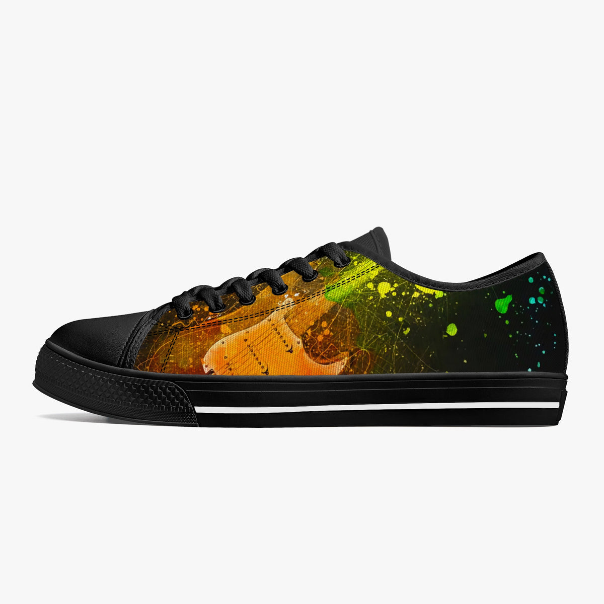 Crake Low Top Faded Guitar laced custom prints canvas shoes