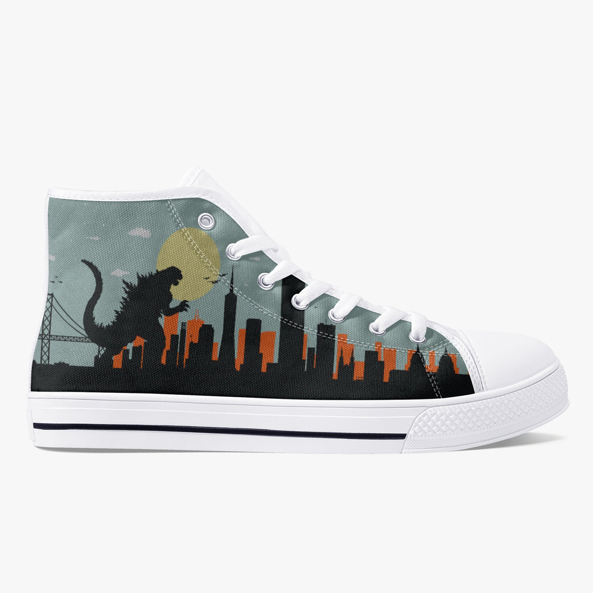 Crake High Top Godzilla laced custom prints canvas shoes