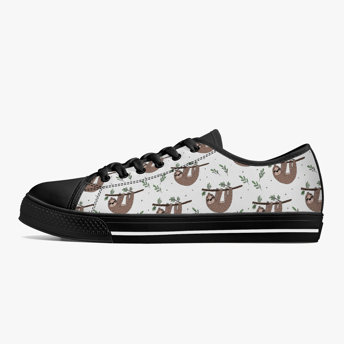Crake Low Top Hanging Sloths laced custom prints canvas shoes