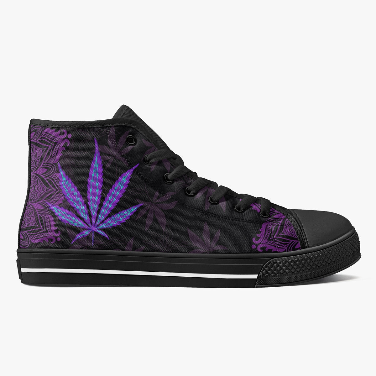 Crake High Top Purple Maple Leaf laced custom prints canvas shoes