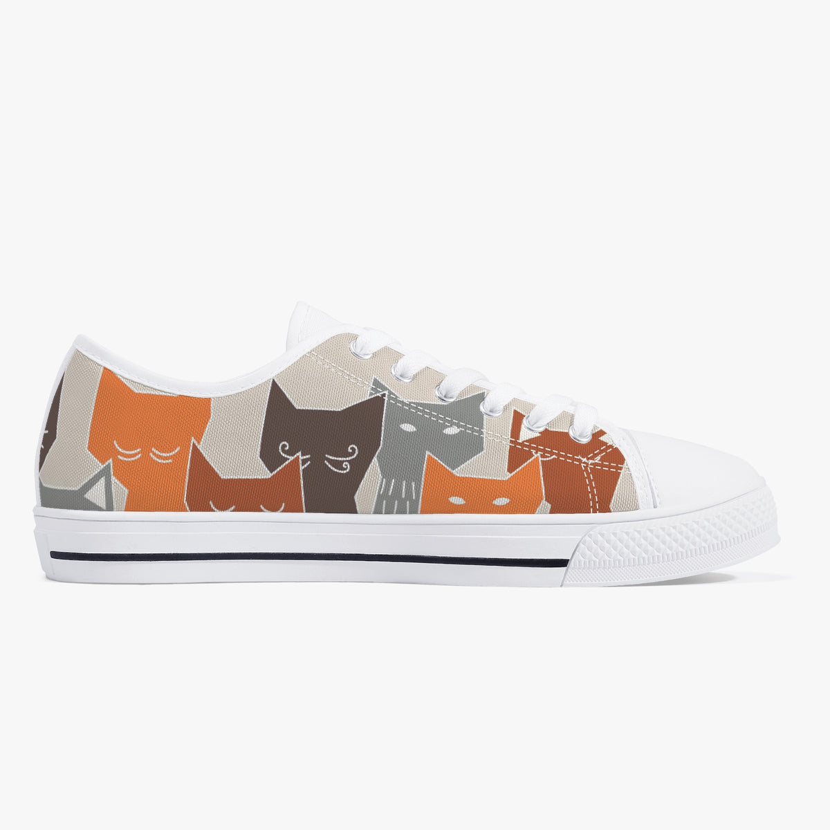 Crake Low Top Polygon Cats laced custom prints canvas shoes