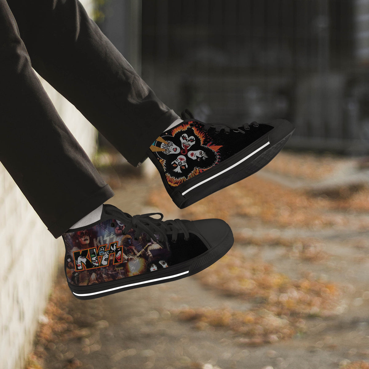 Crake High Top Kiss laced custom prints canvas shoes