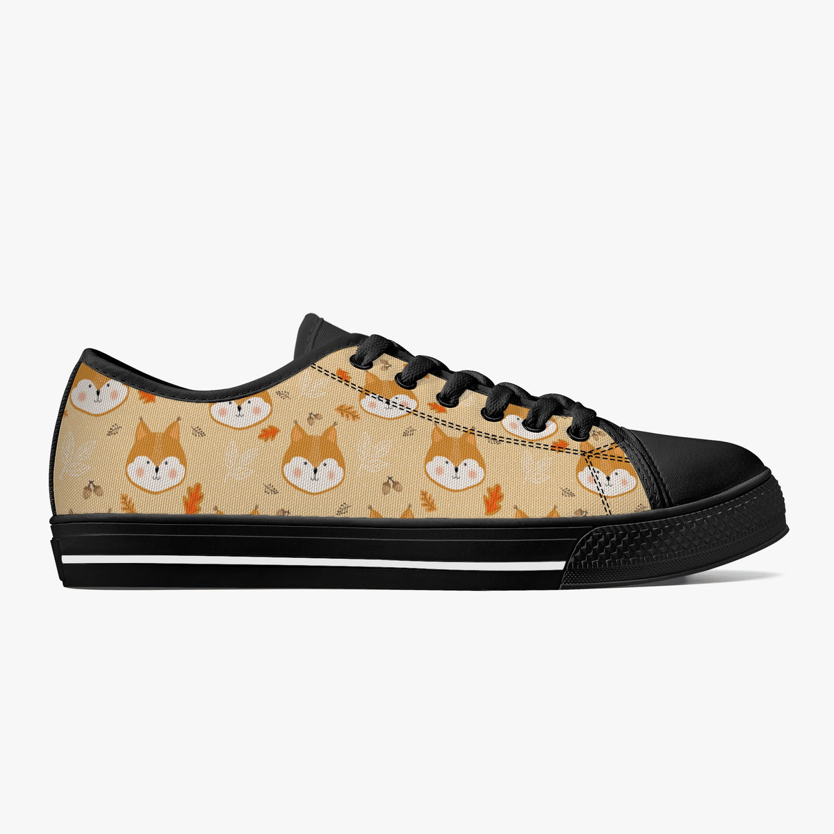 Crake Low Top Inu Shiba laced custom prints canvas shoes