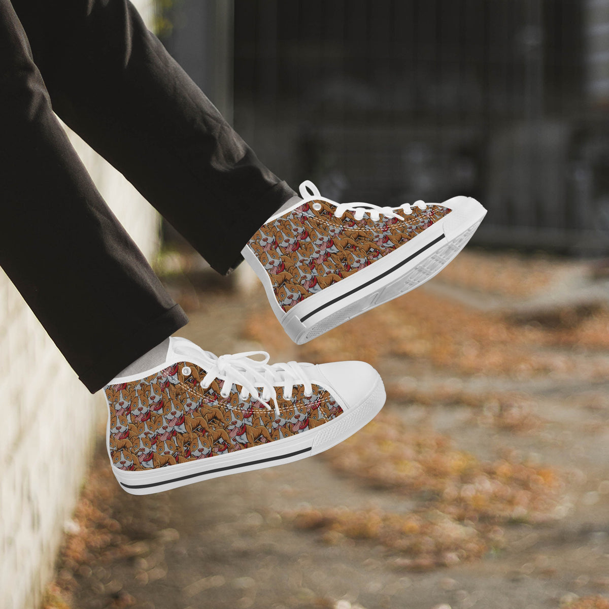 Crake High Top Pitbulls laced custom prints canvas shoes