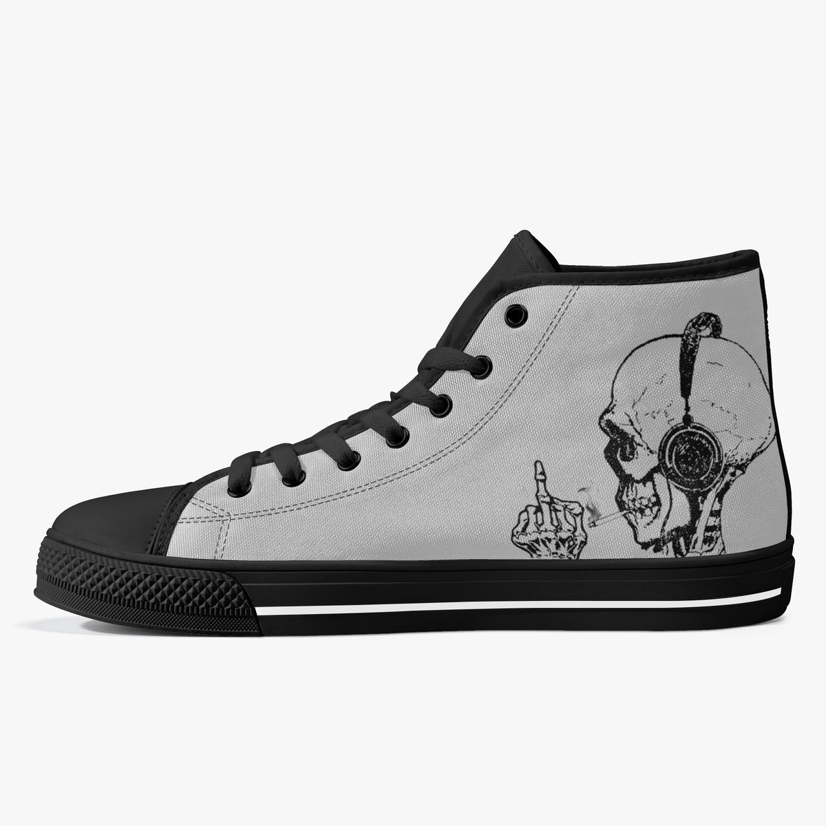 Crake High Top Skulls on headphone laced custom prints canvas shoes