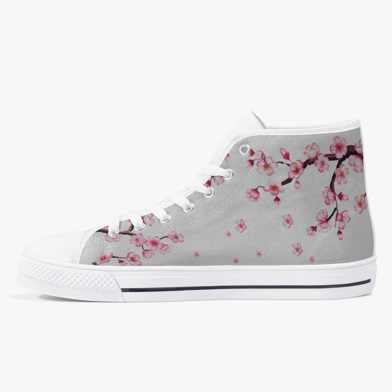 Crake High Top Sakura Tree Grey laced custom prints canvas shoes at RM MYR289