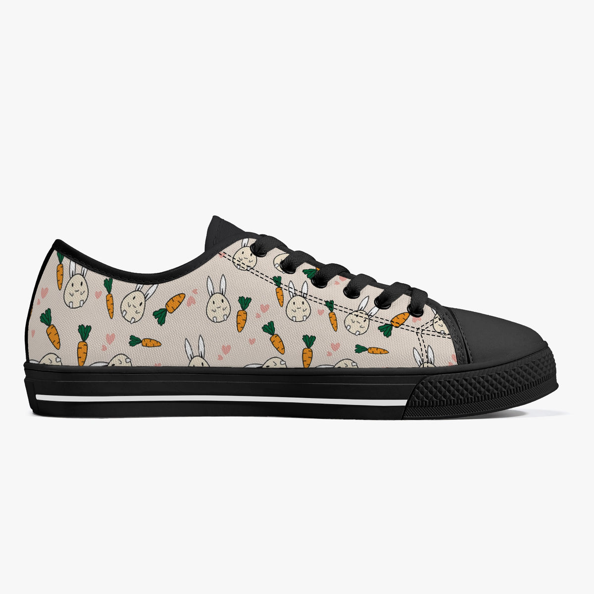 Crake Low Top Rabbits and Carrots laced custom prints canvas shoes
