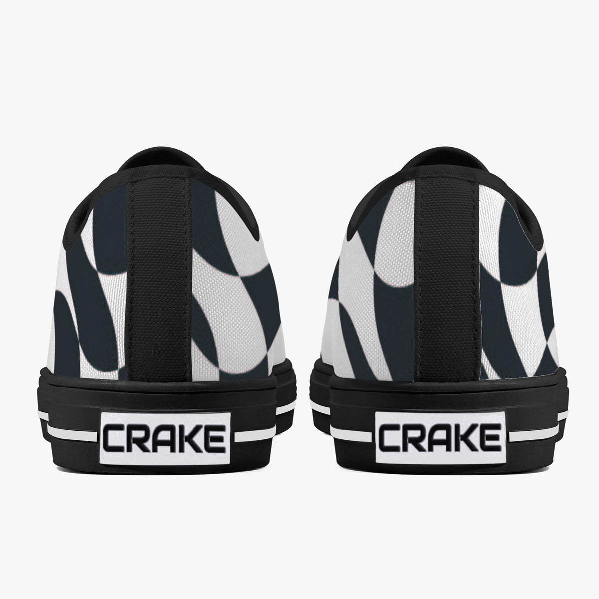 Crake Low Top Black and White laced custom prints canvas shoes