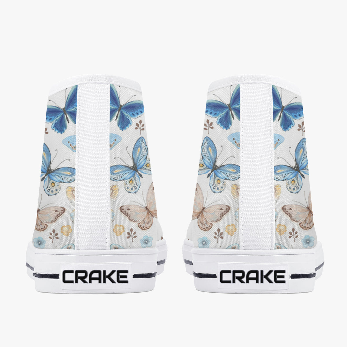 Crake High Top Butterflies laced custom prints canvas shoes