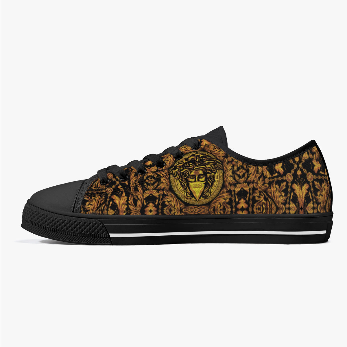 Crake Low Top Masked Man laced custom prints canvas shoes