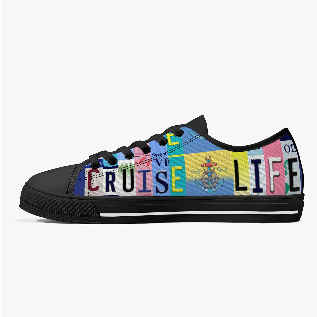 Crake Low Top Cruise Life laced custom prints canvas shoes