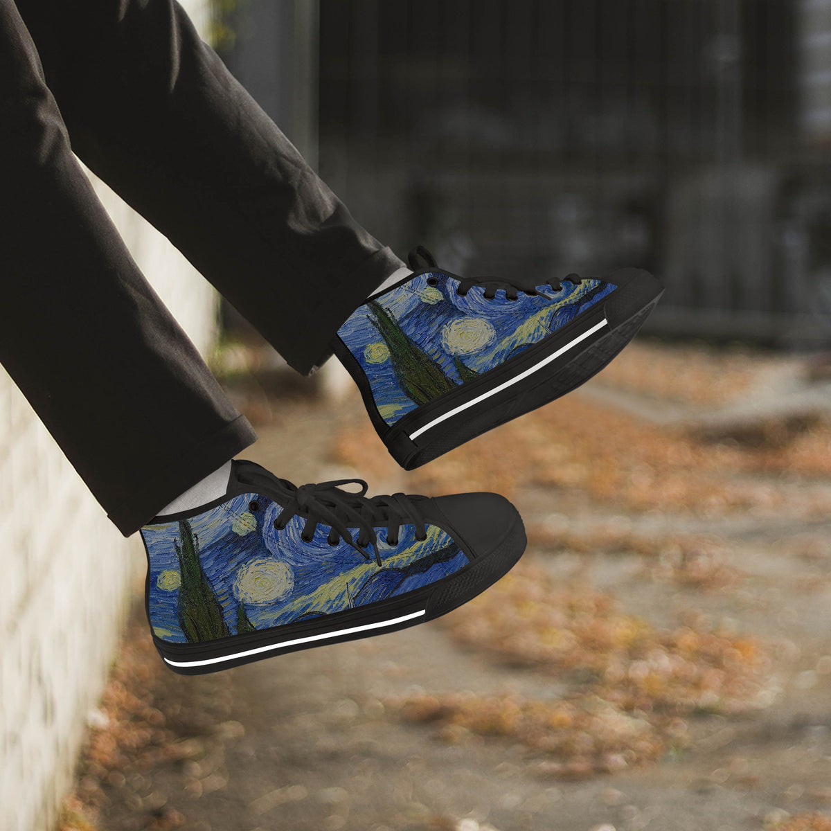 Crake High Top Starry Night laced custom prints canvas shoes
