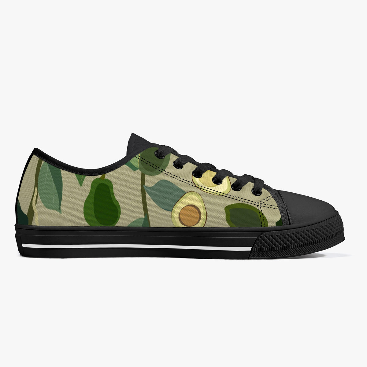 Crake Low Top Avocado laced custom prints canvas shoes