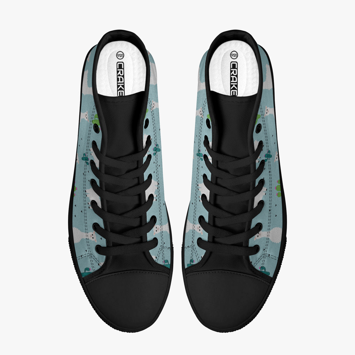 Crake High Top Alpaca 2 laced custom prints canvas shoes