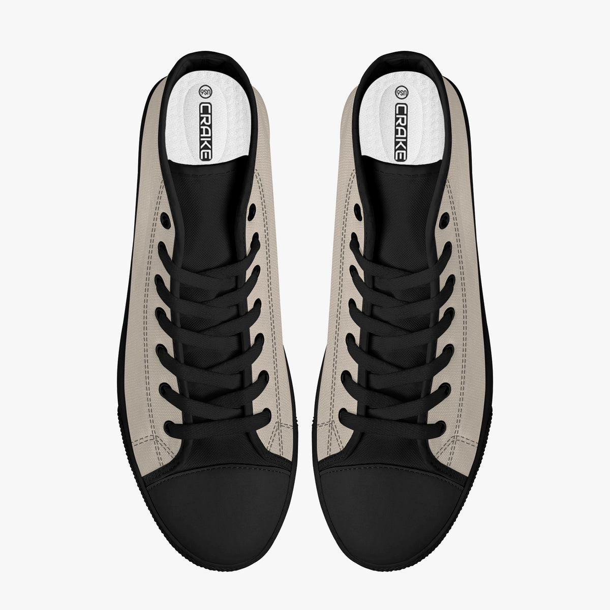 Top view of Crake High Top Mushroom Grey Sneaker pair with black laces