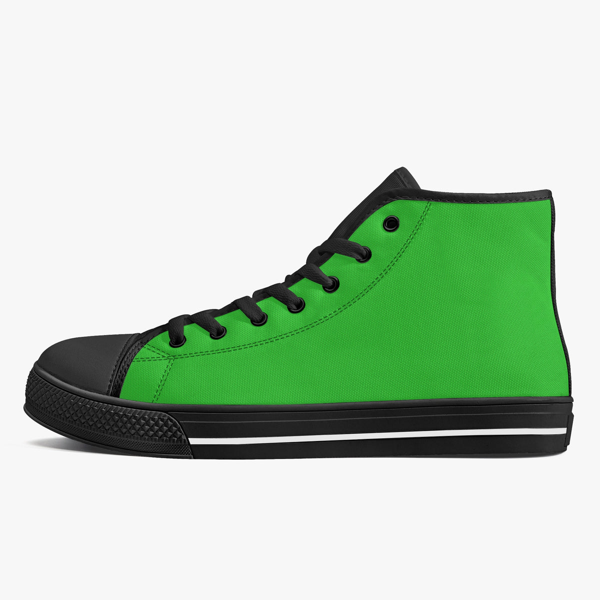 Crake High Top Green laced high top plain color canvas shoes