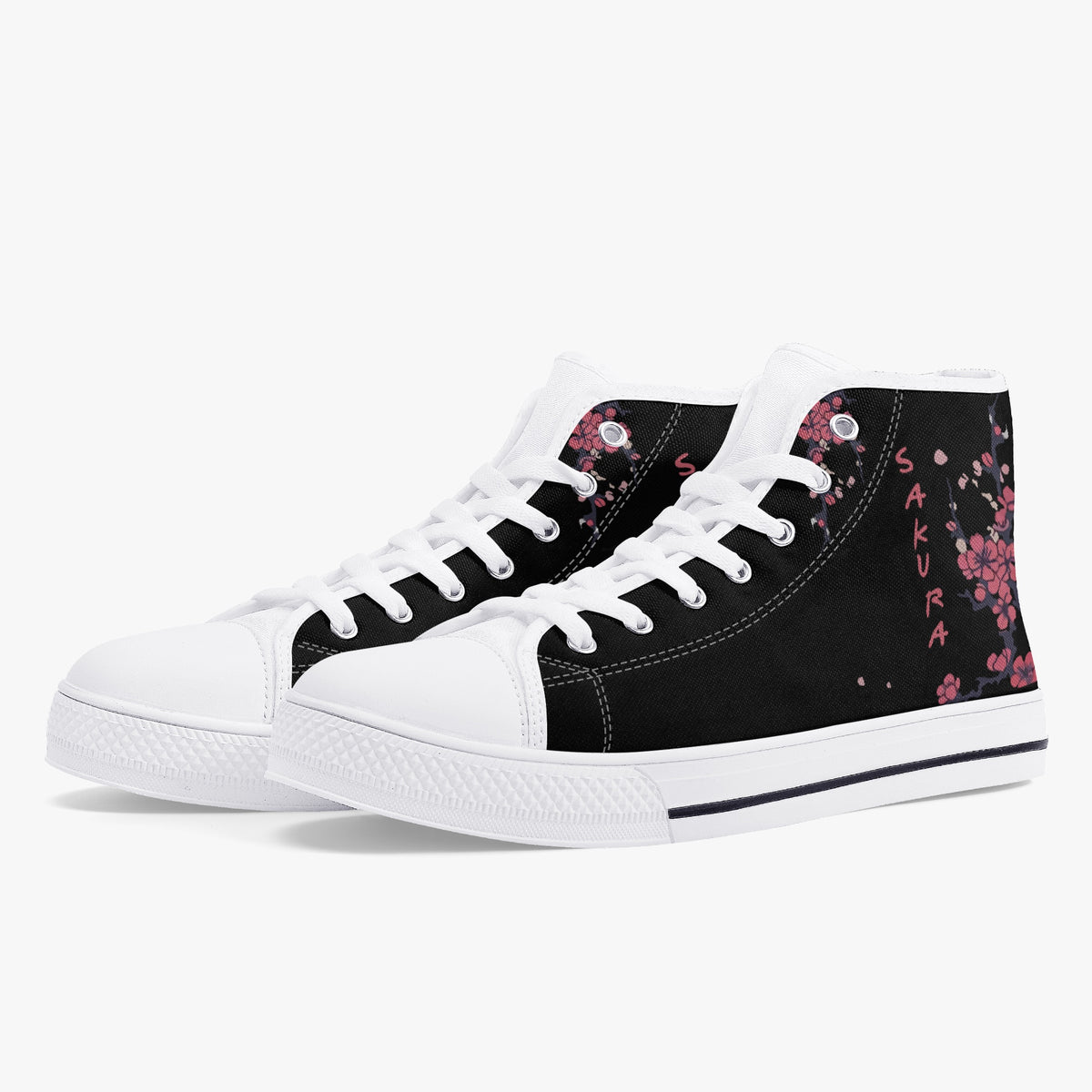 Crake High Top Sakura Tree laced custom prints canvas shoes