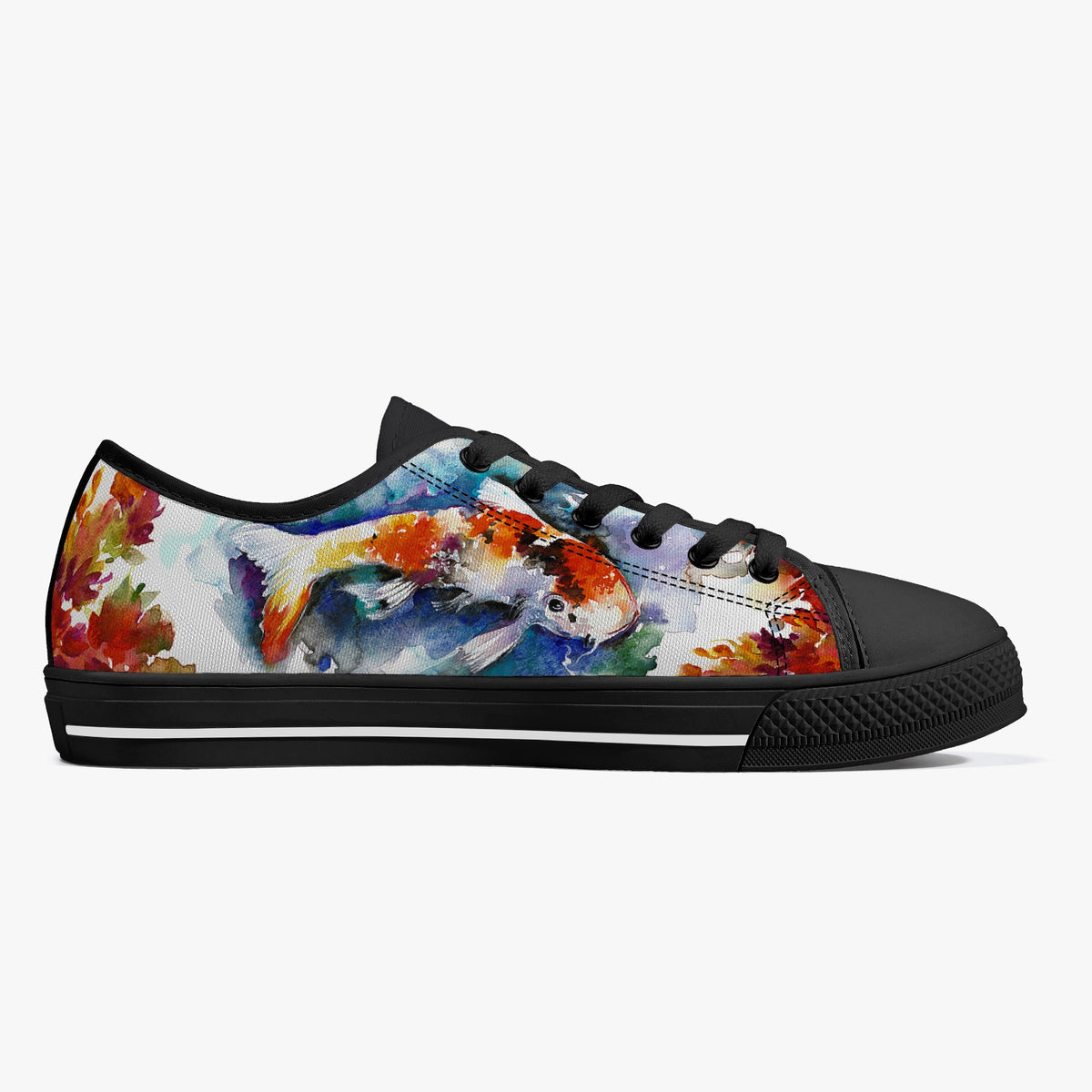 Crake Low Top Koi laced custom prints canvas shoes