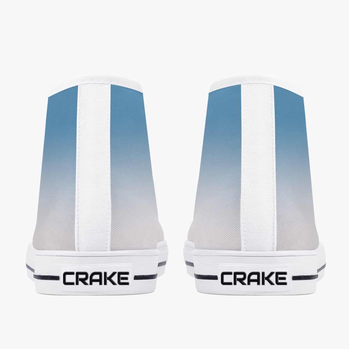 Rear view of Crake High Top Sky Sneaker pair with white heel stripe and Crake logo