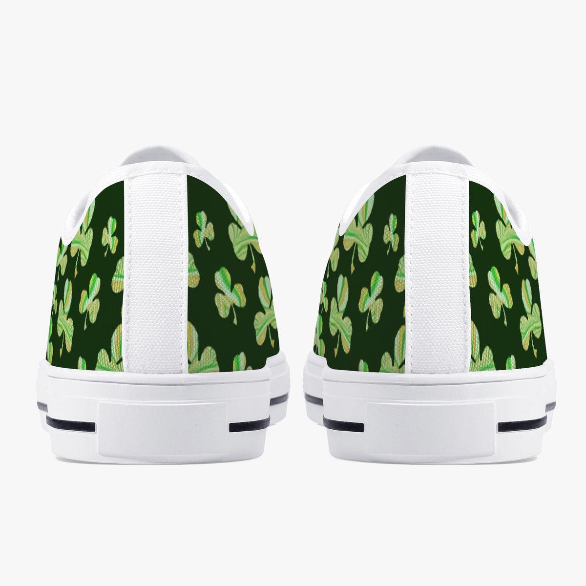 Crake Low Top 4 leaf clovers 2 laced custom prints canvas shoes