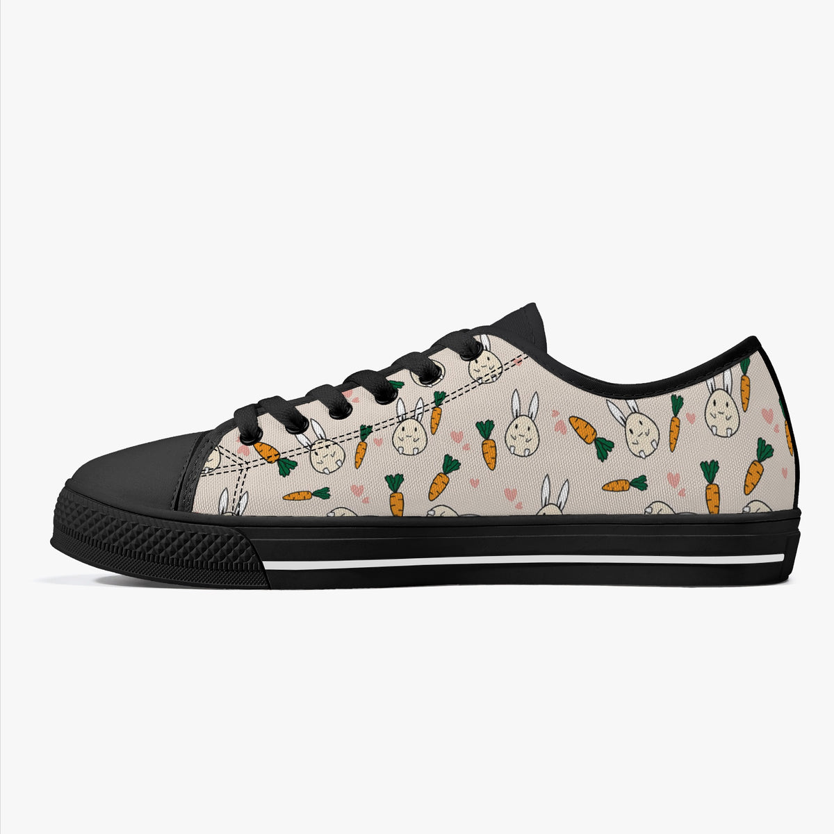 Crake Low Top Rabbits and Carrots laced custom prints canvas shoes